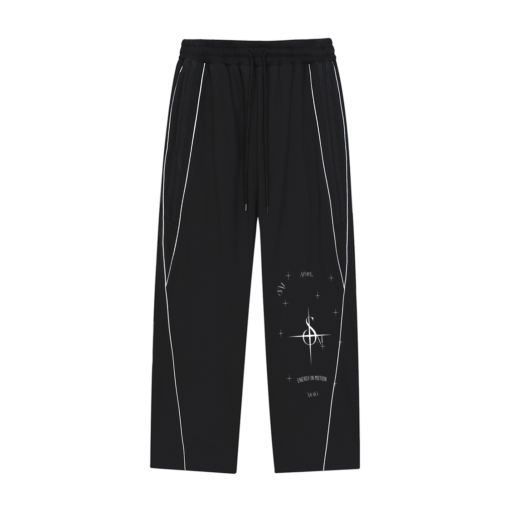 Spark Moto Reflection Striped Straight-Leg Sweatpants
