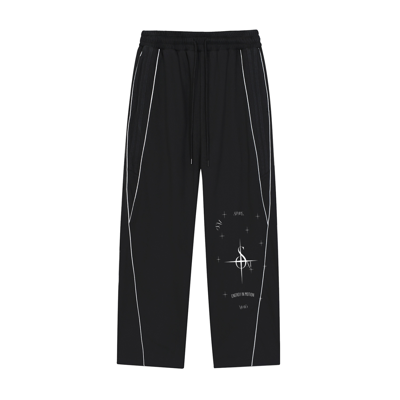 Spark Moto Reflection Striped Straight-Leg Sweatpants