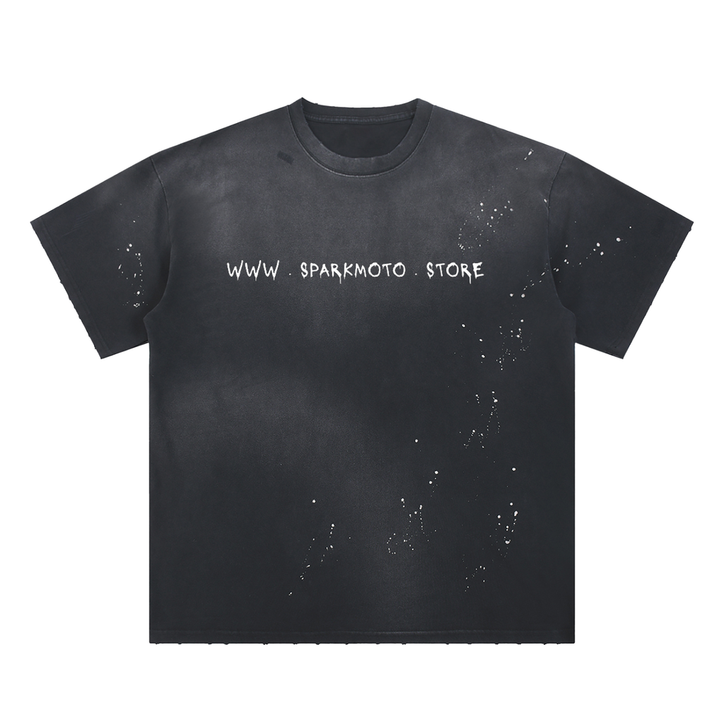 Hand-Frayed Sunfade Paint Splatter T-Shirt